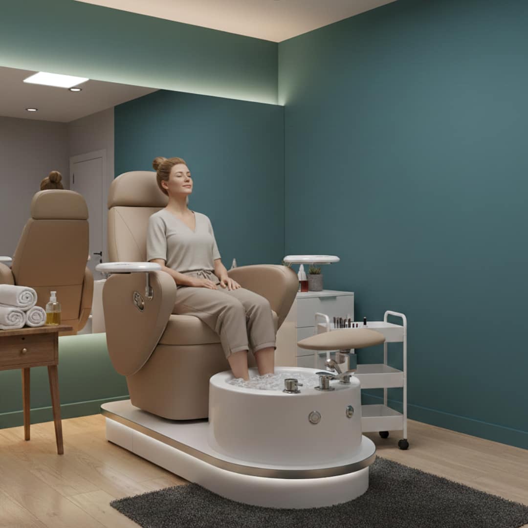 Aura - poltrona podologia premium con lavabo integrato