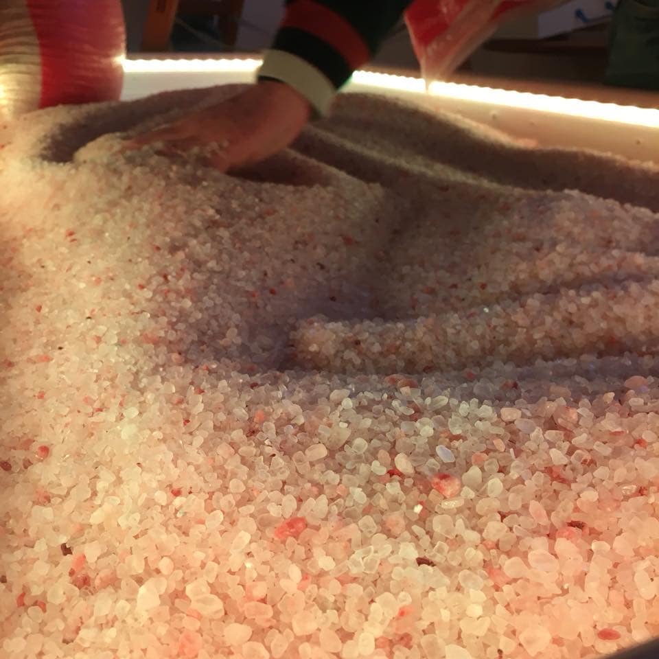 allestimento lettino sale rosa dell'himalaya